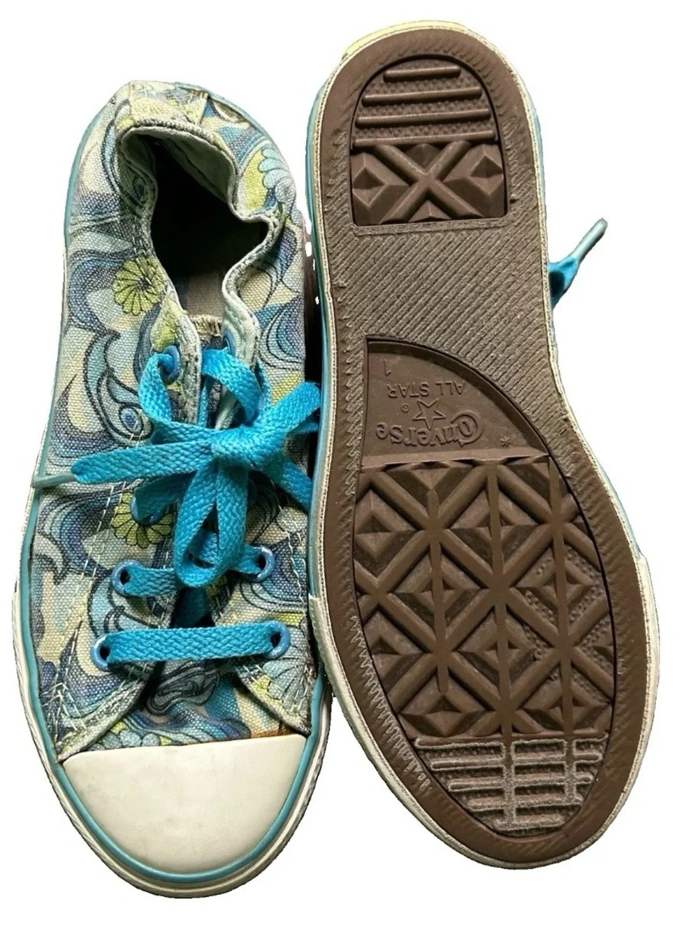 Girl’s Converse Blue Green Sneakers Size 1